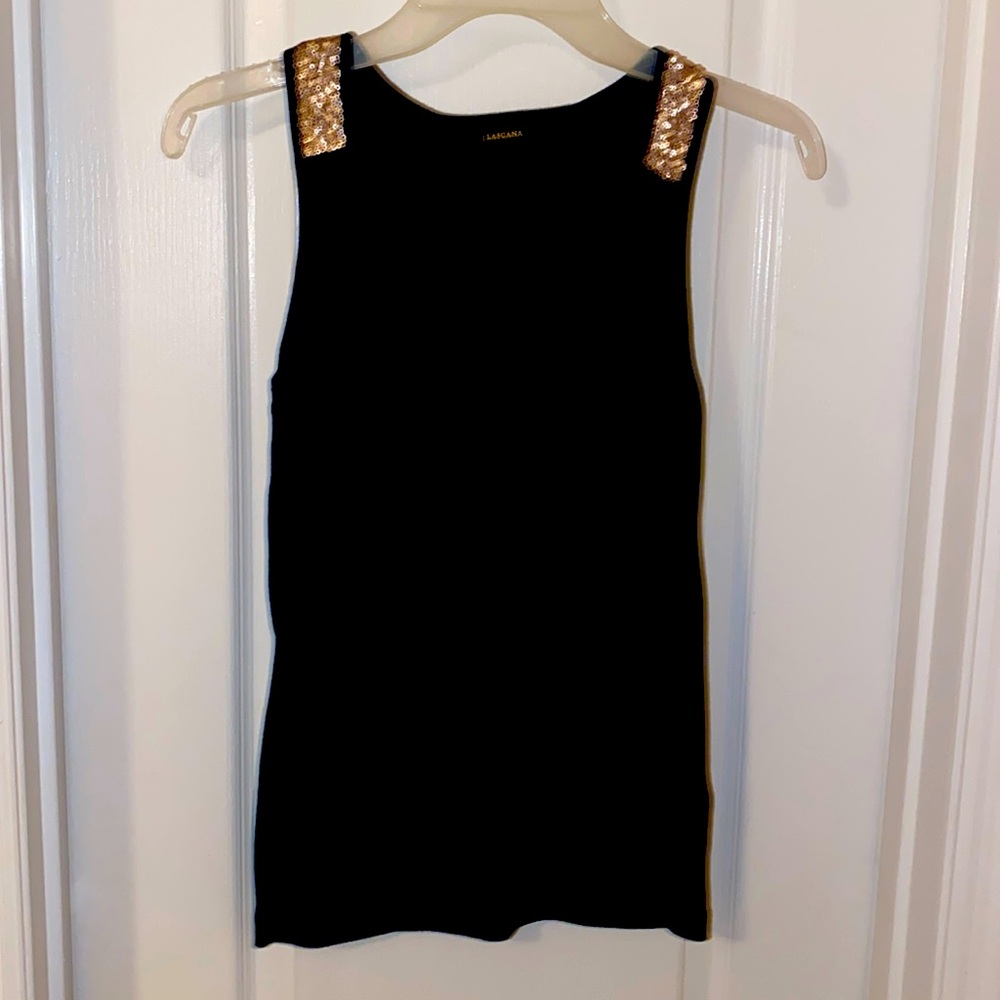 Black and Rose Gold Trimmed Top Lascana NWOT SMALL